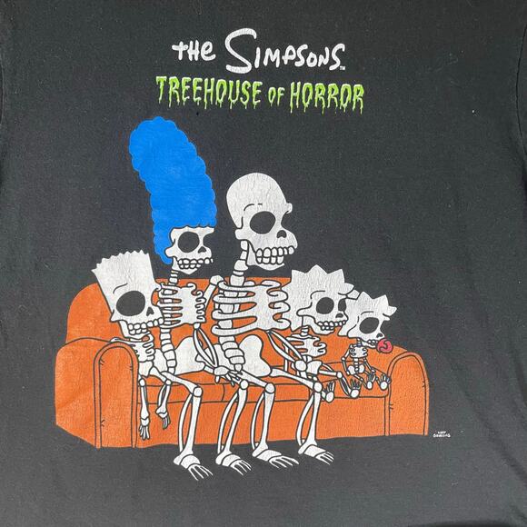 The Simpsons Treehouse of Horror Skeleton Family‎ Couch Black Tee Shirt M - Picture 7 of 7